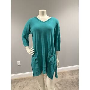 Click by Color Me Cotton CMC Tunic Women’s Sz M Green Lagenlook Flowy Light